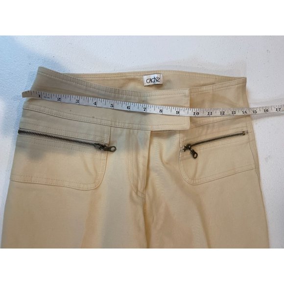 Cache Womens High Waist Pant Straight Leg Zipper Pockets Flat Front Tan Size W29 - Picture 3 of 8
